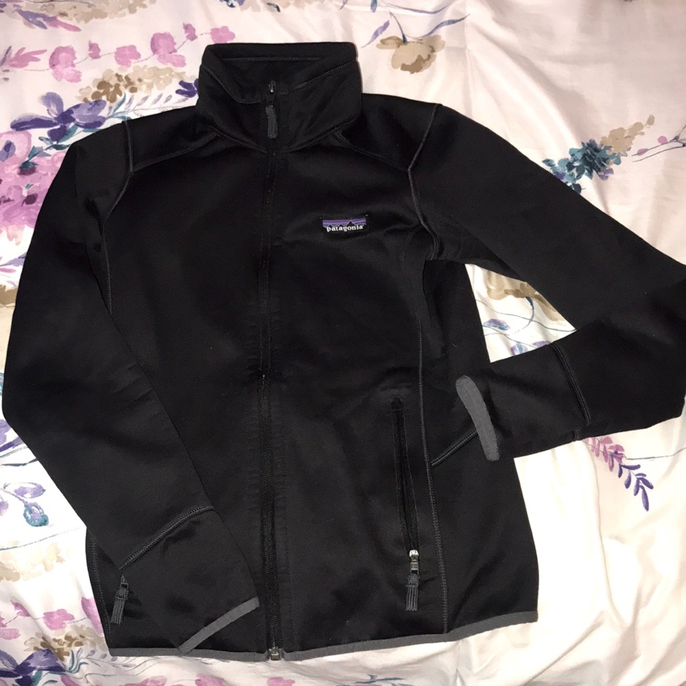 Patagonia Fleece Full Zip Jacket Sweater Black with pockets